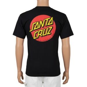 Santa Cruz Skateboards Dot Logo Tee Large Black NHS Tag Alstyle Ringspun